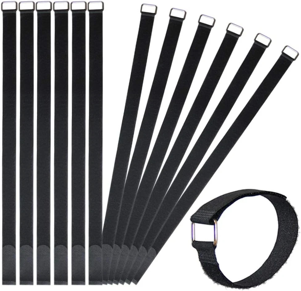 24 Inch Hook and Loop Cable Strap - Reusable Fastening Strap - 12 PACK 1 Inch Wi