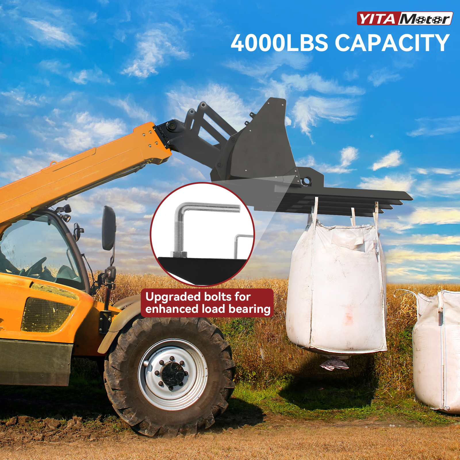 Clamp on Debris Forks 60" Bucket 4000 LBS Capacity Pallet Fork Bucket Attachment