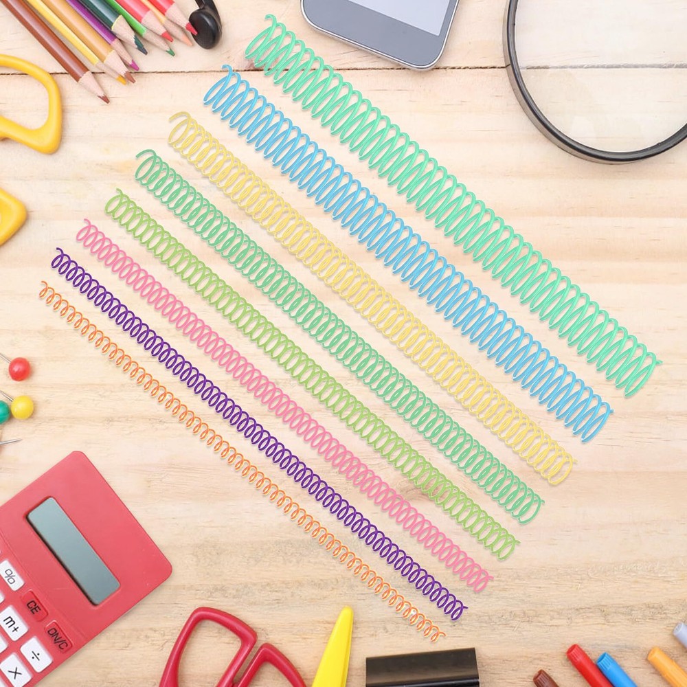 120 Pack Plastic Spiral Binding Coils Multi Size Spiral Binding Spines 4:1 Pitch