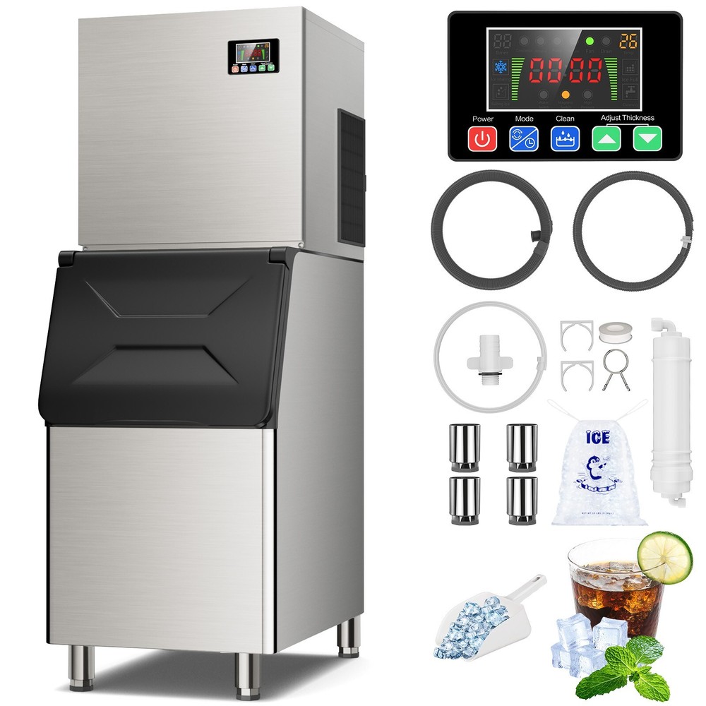 Commercial Ice Maker Machine 550LBS/24H, 19-Level Adjustable Thickness