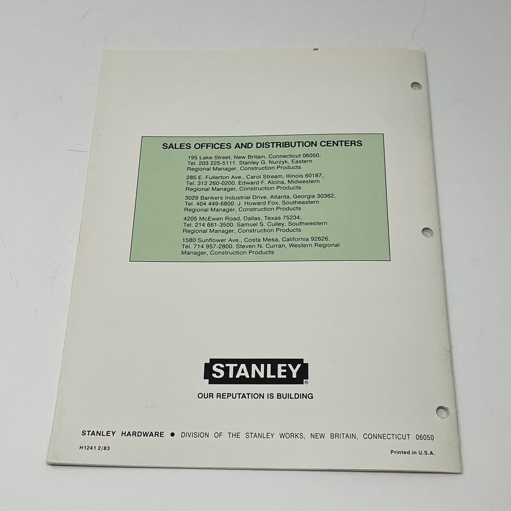 1983 Stanley Tools Hardware Construction Weather Products Series 5000 Catalog