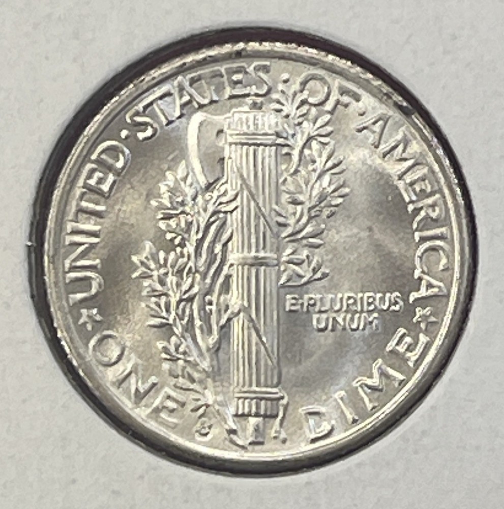 1937 S Mercury Silver Dime, Gem Uncirculated.