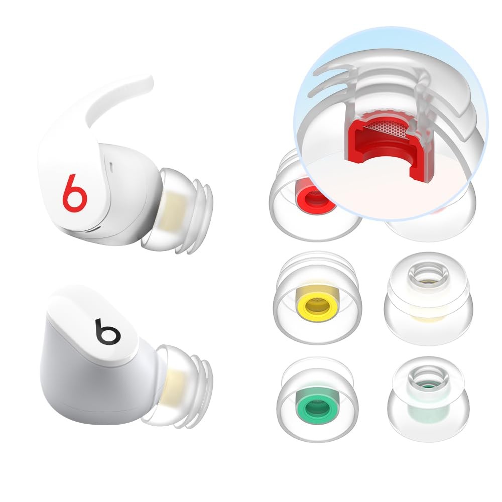 Premium Multi-Flange Eartips for Beats Studio Mixed(SML), Silicone Clear