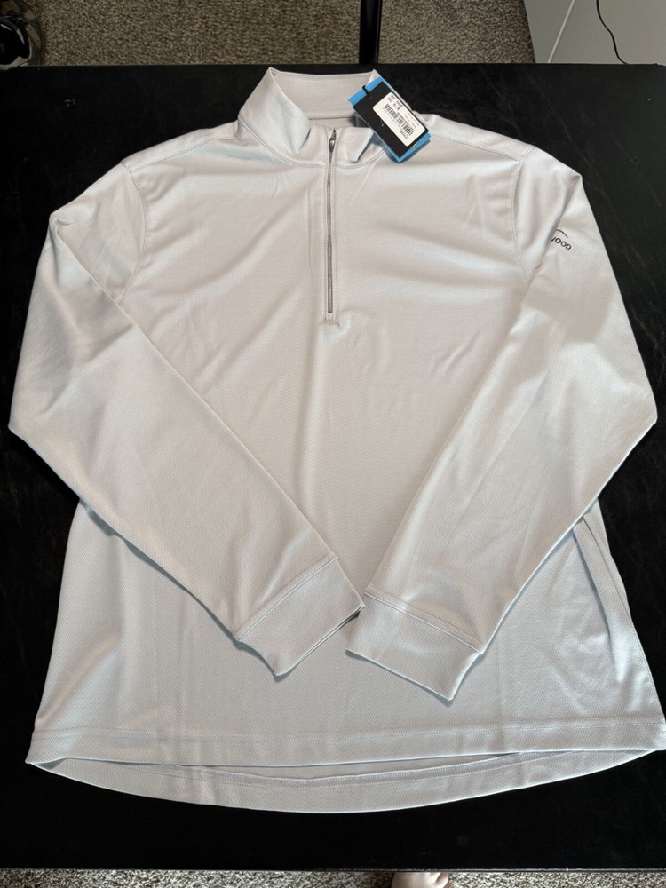 NWT MEN'S GREG NORMAN 1/4 ZIP PULLOVER, SIZE: M, COLOR: LIGHT GRAY (M28)