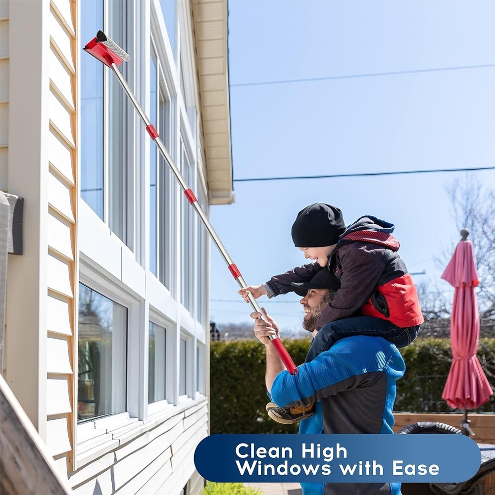 2-in-1 Window Squeegee with 55" Extension for Effortless Cleaning