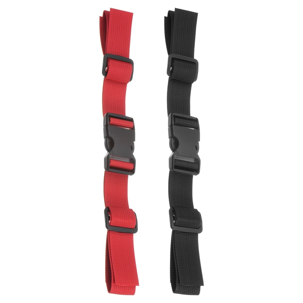 Backpack Chest Strap Set Strap w/ Quick-Release Buckle Black Red, 2Pcs