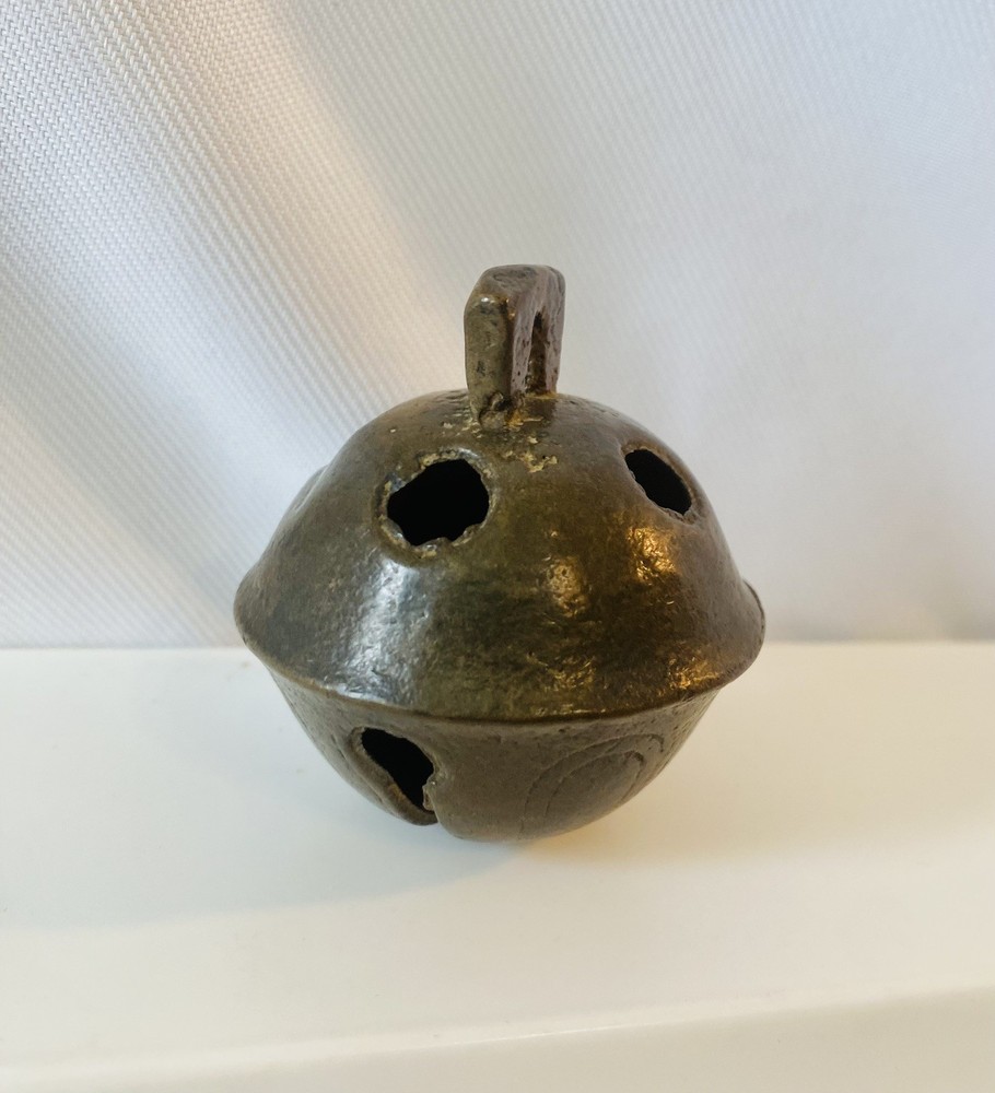 Antique Primitive Brass Crotal Sleigh Bell Decor 2 Inch Clapper Inside