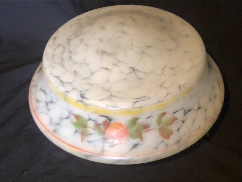 Art Deco Marbleized Foral /white Flycatcher light shade
