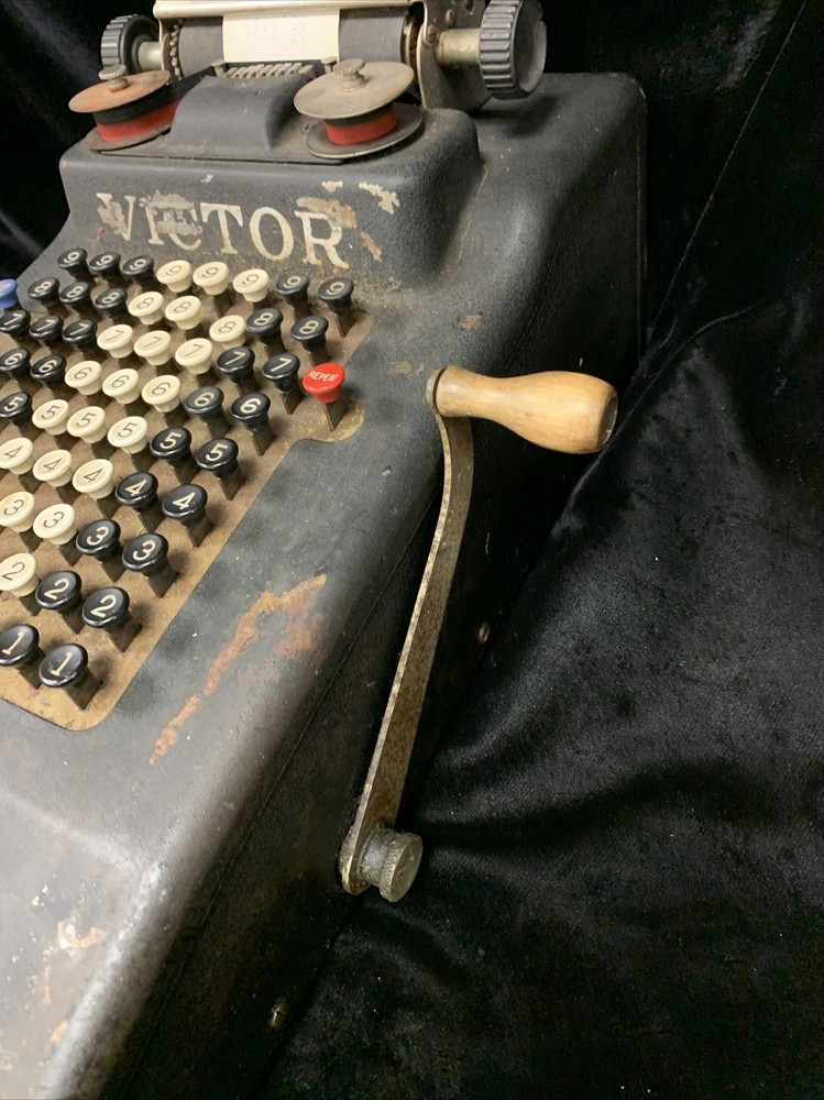Vintage Victor Hand Crank Manual Calculator Adding Machine