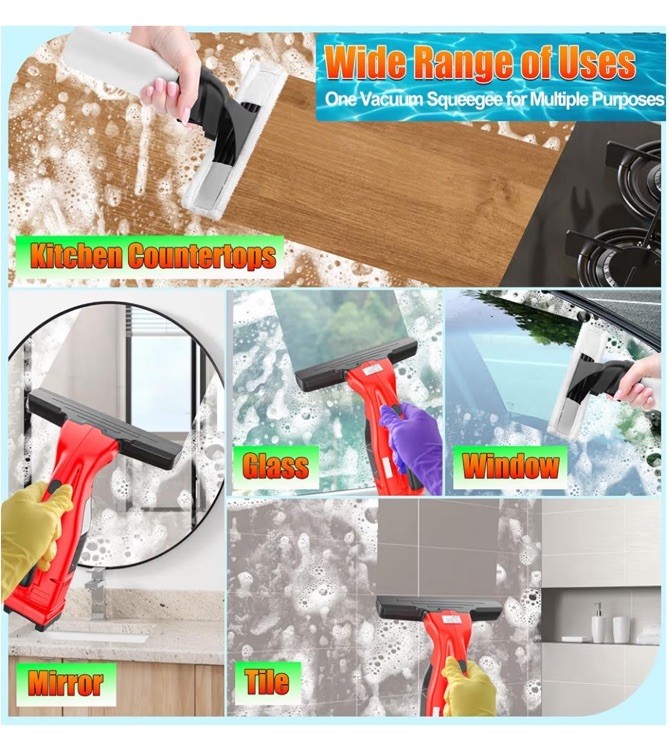Window Vacuum Squeegee Cordless Cleaner Tool - Orange