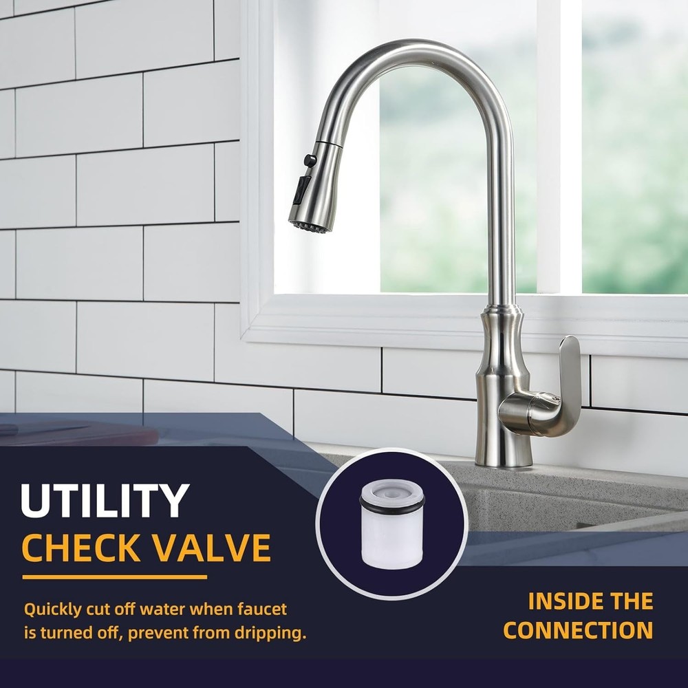 Versatile Kitchen Faucet Head with Stream, Spray & Pause Modes - Brushed Nickel