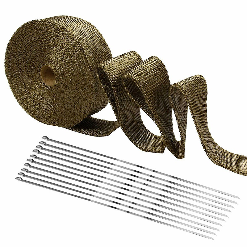 2" x 50FT +10 Ties Kit Motorcycle Universal Exhaust Lava Manifold Heat Wrap Tape