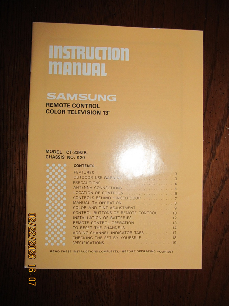 Samsung Channel & Remote Control Indicator Tabs CT-339ZB