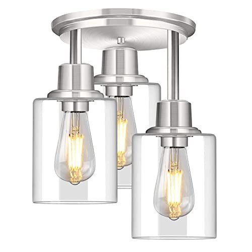 Semi Flush Mount Ceiling Light, 3 Light Close to Ceiling Light Silver 2
