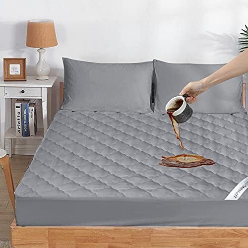 Waterproof Mattress Protector Cover Twin Size Deep Pocket Polyester Gray