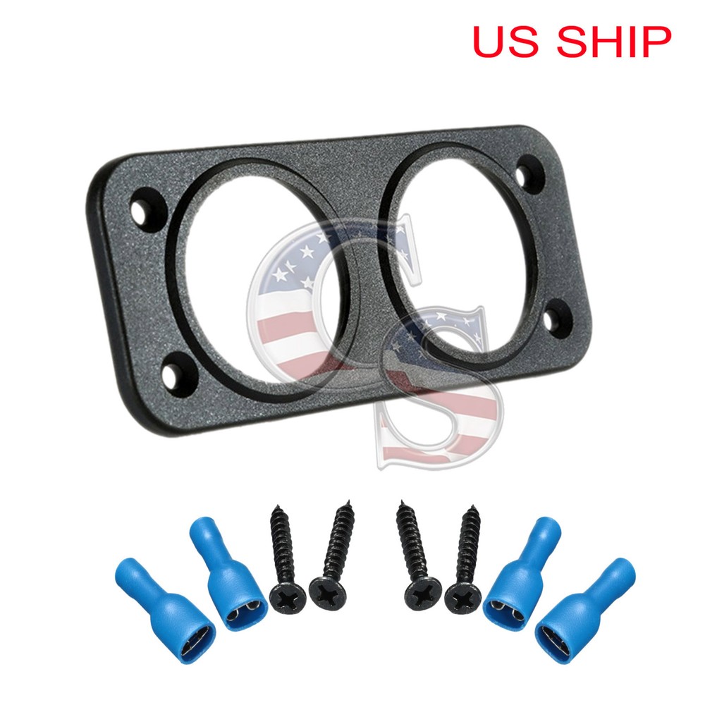 2 Holes Flat Panel Base USB Socket/Voltmeter/Power Socket Holder Car Truck Boat