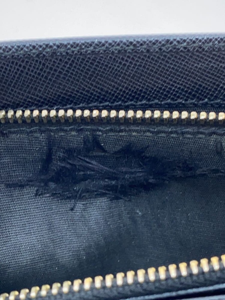 PRADA Long Wallet Leather Black Plain Women's 1M113