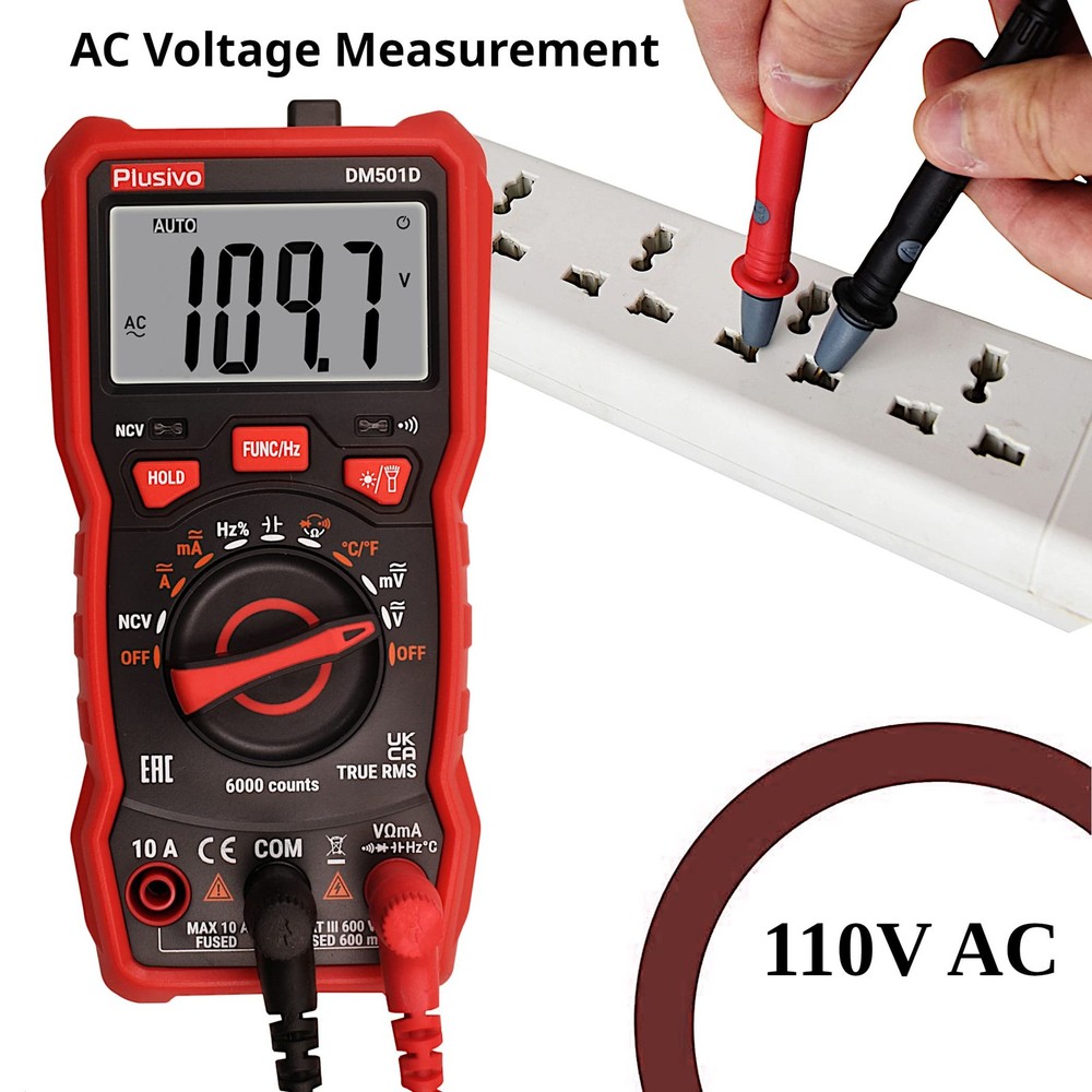 Multimeter 6000 Counts Digital Auto DM501D + Test lead Set