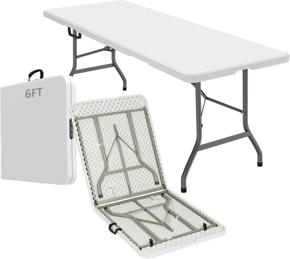 6ft Heavy Duty Portable Folding Table - Plastic Dining Table