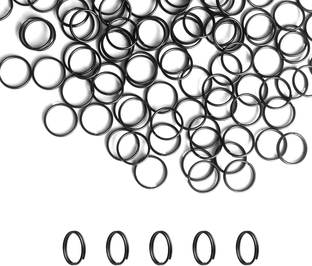 200pcs 12mm Mini Split Jump Ring with Double Loops 12mm, Black
