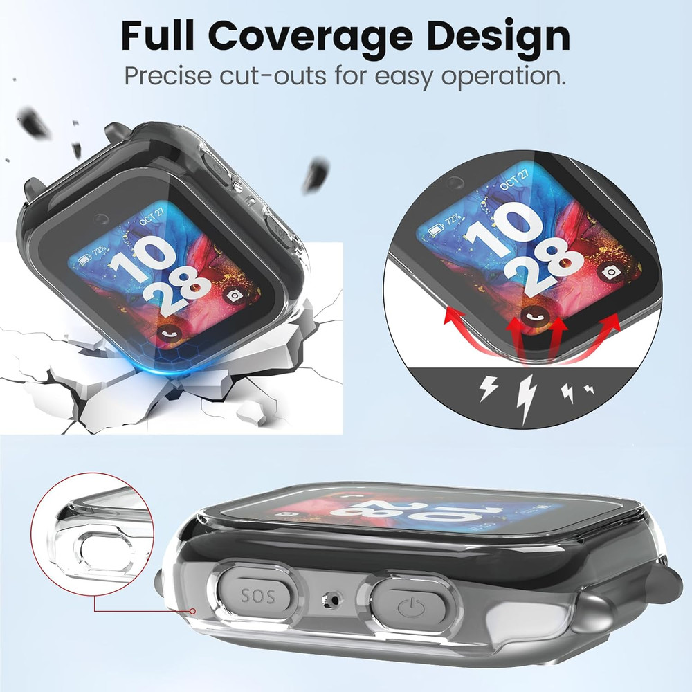 Compatible with Bark Watch Screen Protector, 2 Pack Bumper Case with Scratch-Res