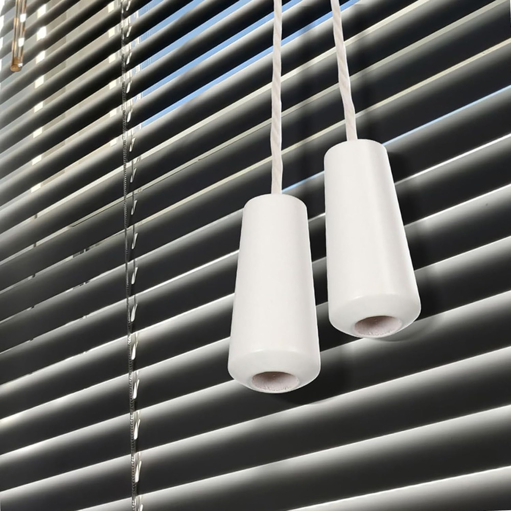 Blind Pull Cord Knobs 12Pcs White Wooden Tassel Pull Ends Pendant Curtain Craft