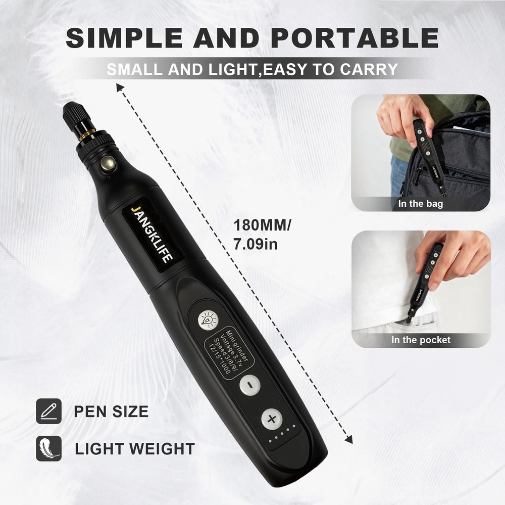 Mini Cordless Rotary Tool Kit, 5-speed Multi-purpose Engraving Tool, with LED...