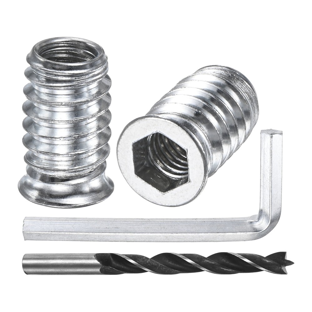 30-Pack Threaded Inserts, 5/16-18x20mm Nuts with A Wrench and Drill Bit [Silver]