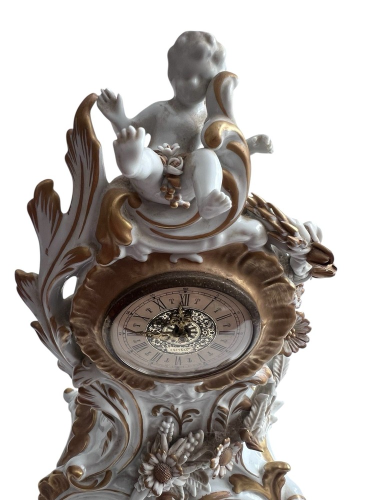 Capodimonte Baroque Porcelain Mantel Clock