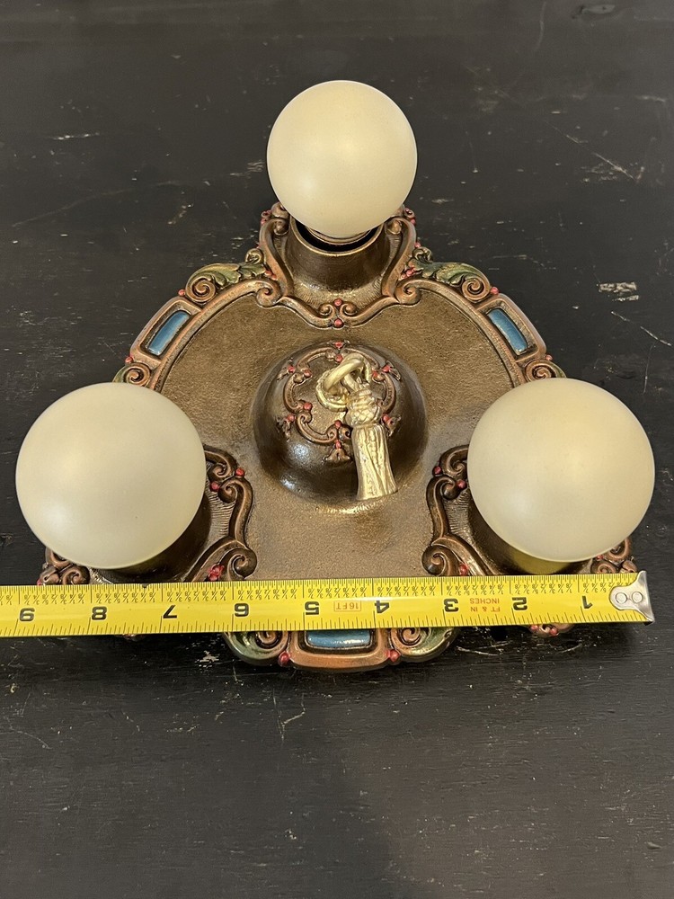 Single Nice Flush Mount Three Socket Fixture Rare 28F