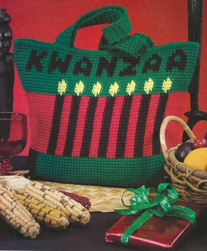 Kwanzaa  Tote bag (P130) Vintage  crochet  pattern