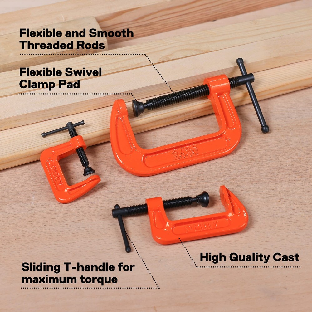 Malleable Iron Cclamp Set 3piece 1" 2"