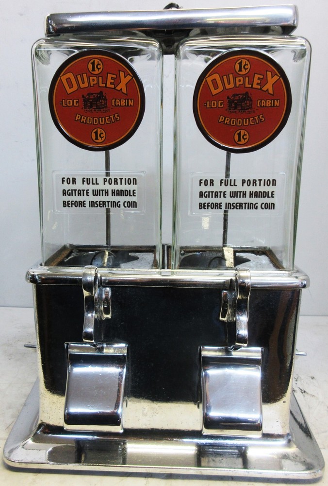 Duplex Log Cabin 1c Peanut / Candy Dispenser circa 1930's #4