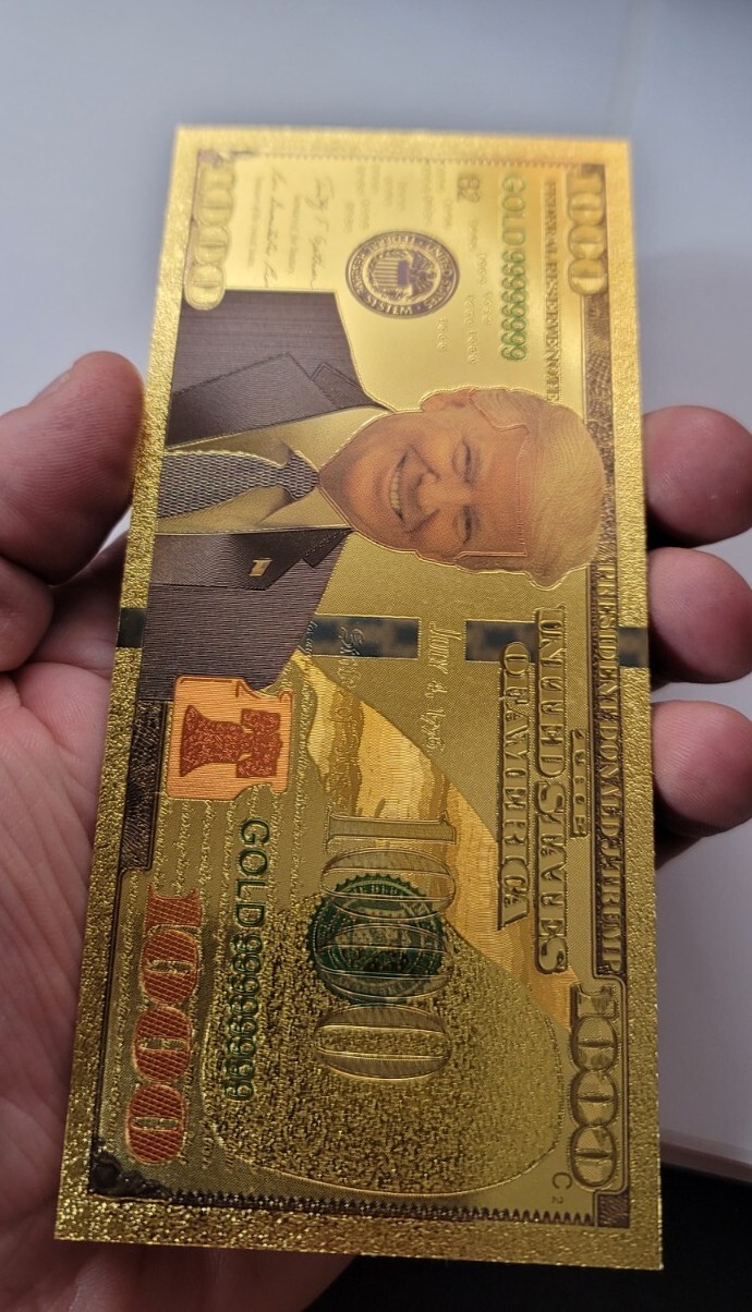 Donald Trump $1000 Bill, Bank Note - 24kt Gold Foil Commemorative - FREE Ship!
