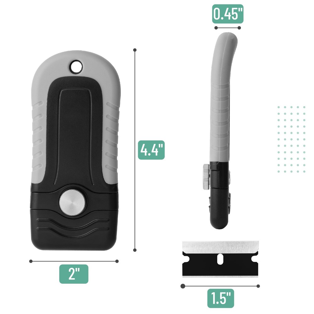 Bates- Razor Blade Scraper, Scraper Set with 10 pcs Extra Blades, Grey