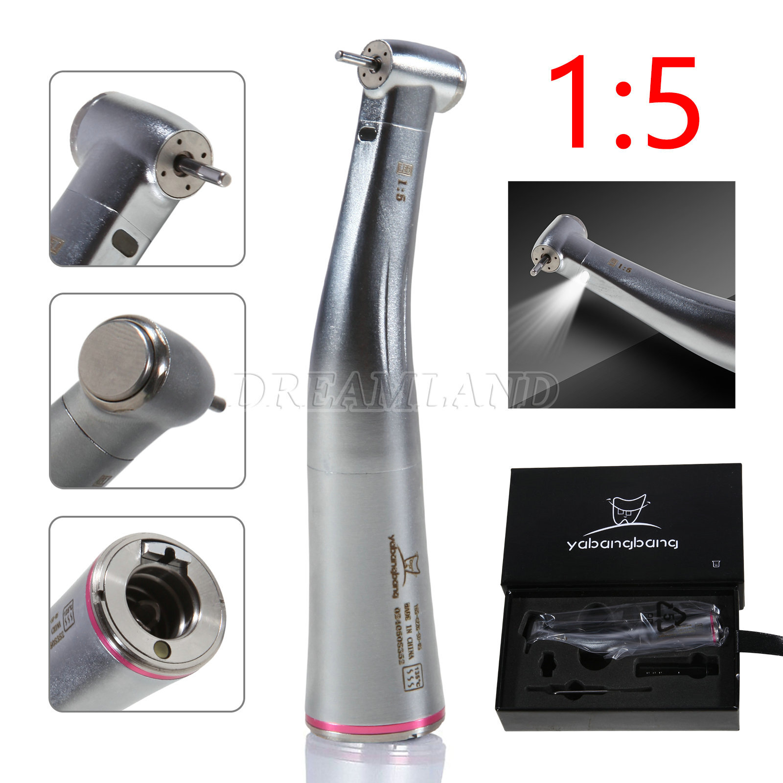 1-50 Yabangbang Dental LED 1:5 Increasing Fiber Optic Contra Angle Handpiece