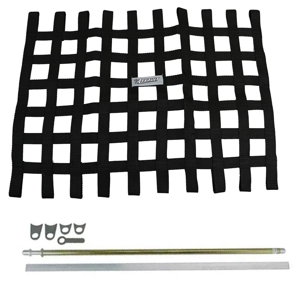 Assault Racing Black Ribbon Racing Window Net & Spring Loaded Mounting Kit