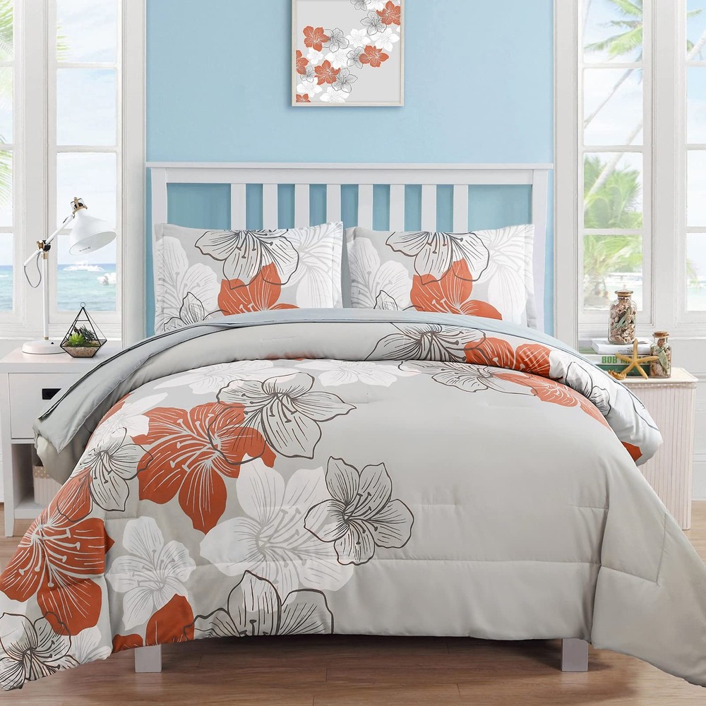 Floral Comforter Set King Size, Terracotta Pattern King,