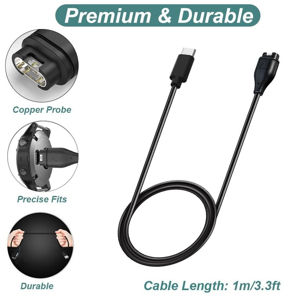 Durable Fast Charging USB-C Cable for Garmin Devices - 5W, 2.5 Hour Full Charge