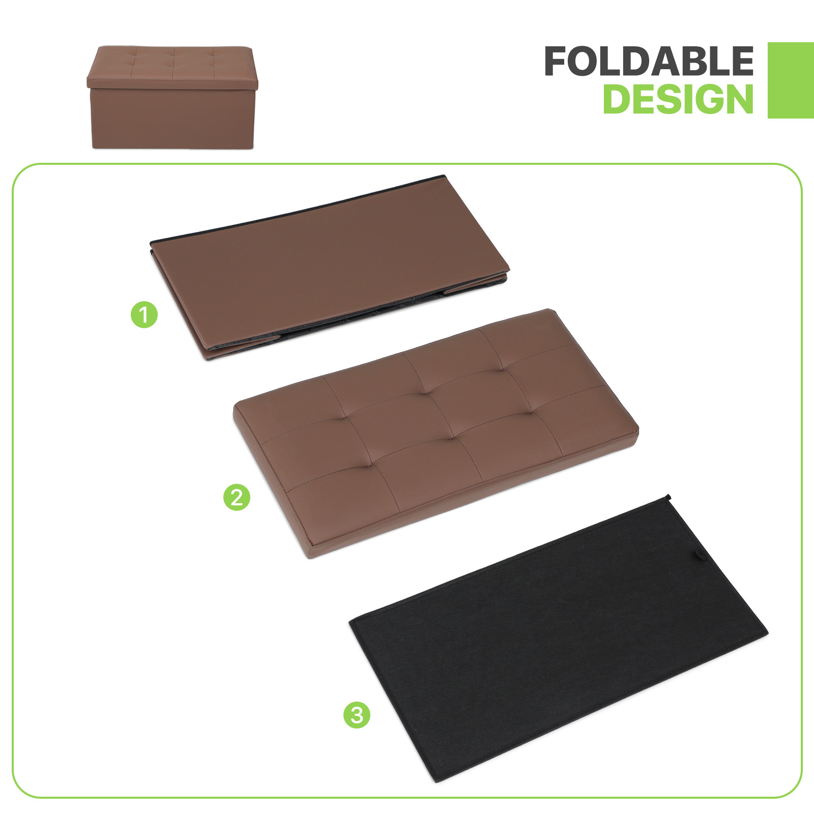 30"Lift Top Storage Ottoman Rectangular Bench Leather Upholstered Seat Footstool