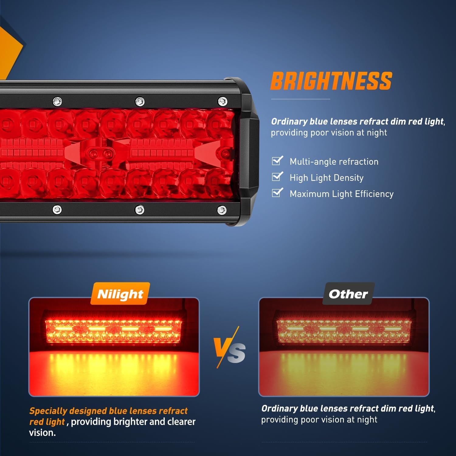 Nilight LED Light Bar 12 Inch 240W Red Pod Lights Triple Row Spot Flood Combo