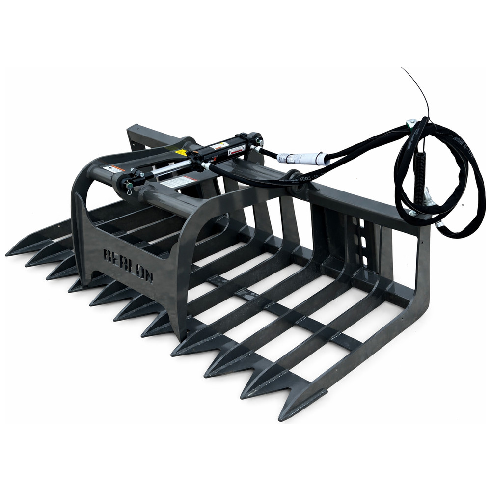 Berlon 66" Compact Tractor Root Brush Grapple Attachment Fits Skid Steer Loader