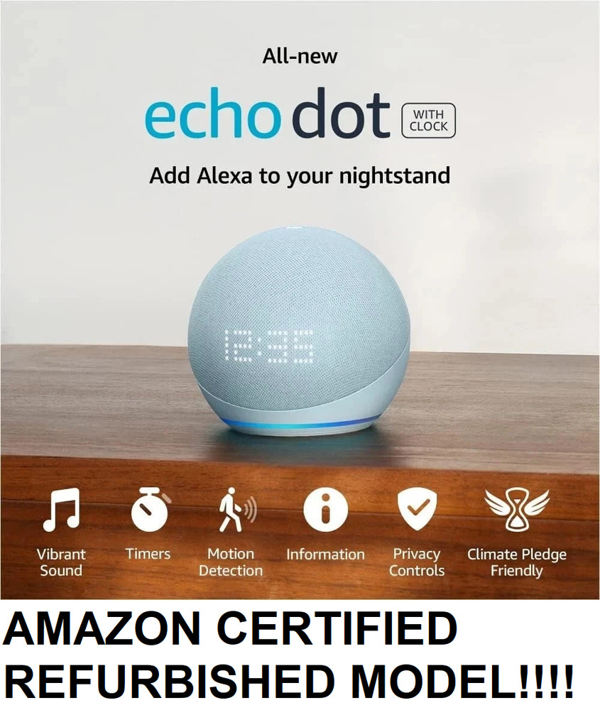 Amazon Echo Dot (5th Gen) Smart Speaker With Alexa And Clock Cloud Blue