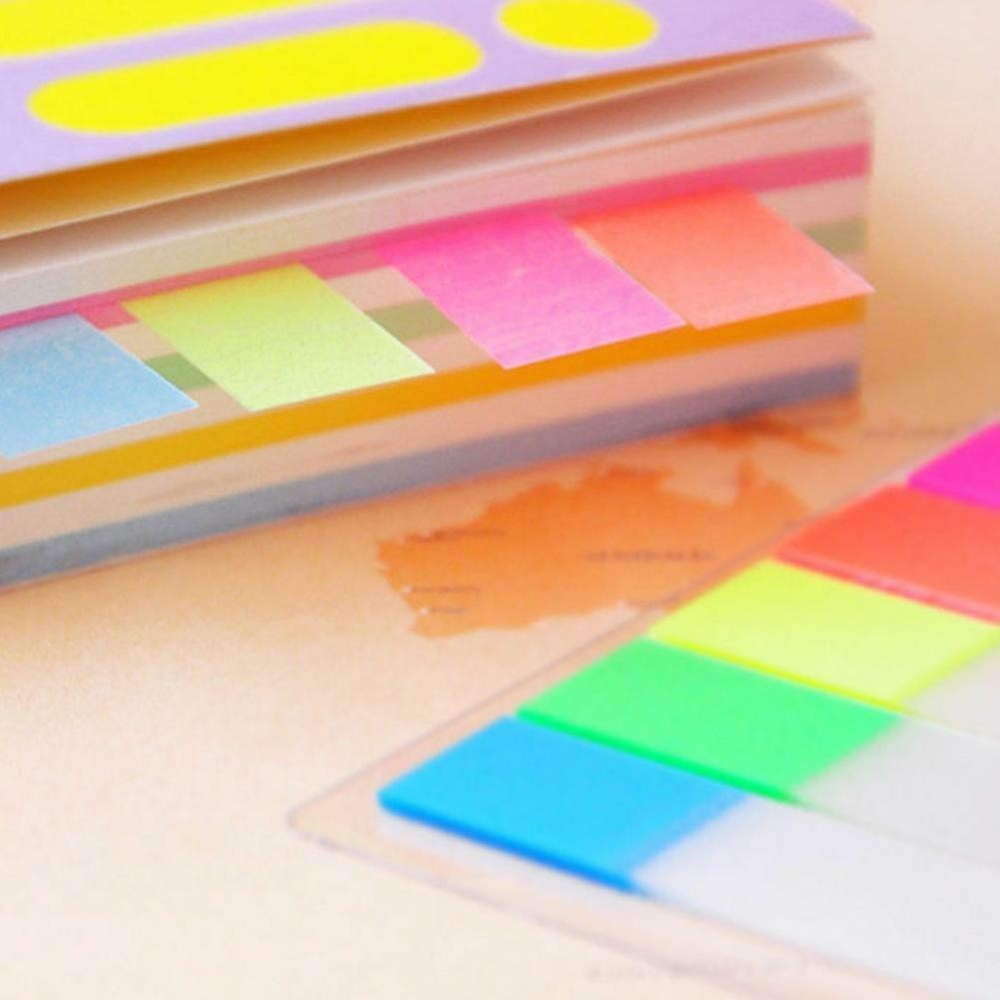 100Pcs Fluorescence Sticky Notes Memo Flags Bookmark Sticker NEW