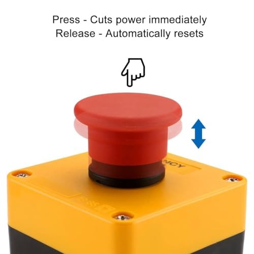 BAOMAIN Red Flat Head Momentary Push Button Switch Station Red, Yellow, Black