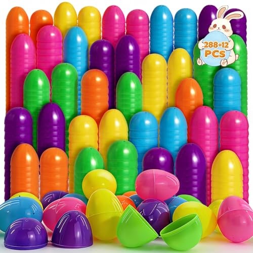 288 Easter Eggs, 2.36" Assorted Bright Colors Plastic Easter Eggs 300 Pack