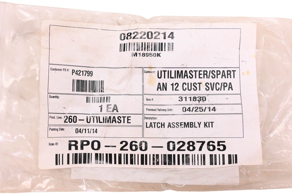 Utilimaster 08220214 Window Latch Assembly Kit NOS