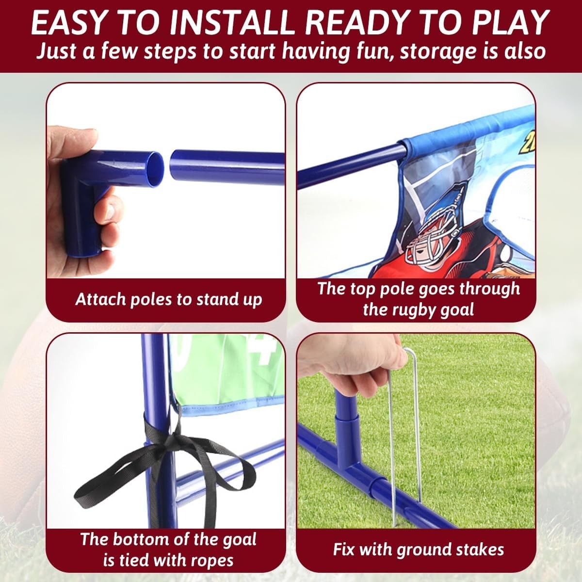 Football Toss Game with 4 Inflatable Balls, Football Throwing Target Games for B