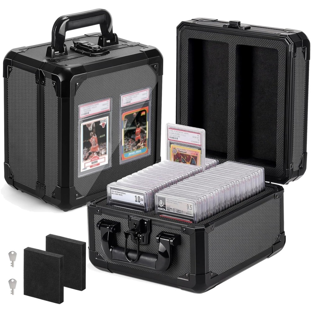 Graded Card Storage Box with Display Window - Protable Aluminum Alloy Slab Ca...