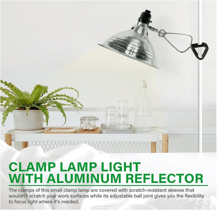 Simple Deluxe 2Pack Clamp Lamp, 8.5" Reflector, 150W E26 Socket, 6Ft, Silver
